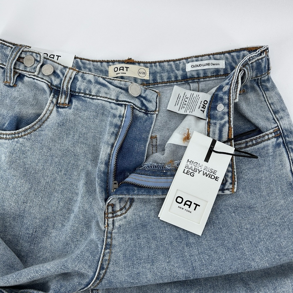 Wide Leg Jeans Light Wash High Rise Baggy Minimalist‎ Model Off Duty Denim 6/28 - Picture 3 of 16